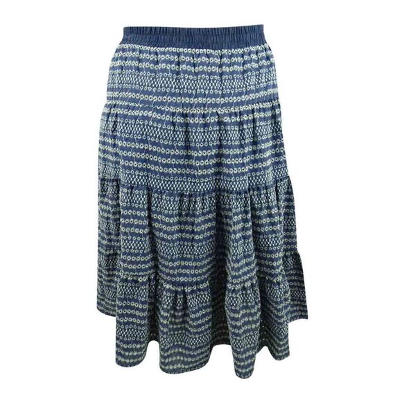 Tommy Hilfiger Women's Paneled Printed Midi Skirt (XXL, Denim/ivory) - Picture 2 of 3